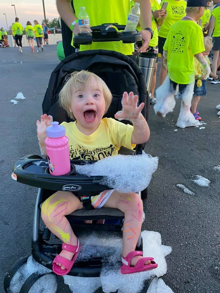 freddy frog's foam party smiling baby